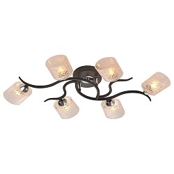 Потолочная люстра IDLamp Потолочная люстра IDLamp5 или 6 ламп<br>Артикул - ID_207_6PF-Black,Бренд - IDLamp (Италия),Коллекция - 207,Высота, мм - 110,Тип лампы - галогеновая,Общее кол-во ламп - 6,Напряжение питания лампы, В - 220,Максимальная мощность лампы, Вт - 40,Лампы в комплекте - галогеновые G9,Цвет плафонов и подвесок - белый с рисунком,Тип поверхности плафонов - матовый,Материал плафонов и подвесок - стекло,Цвет арматуры - хром, черный,Тип поверхности арматуры - глянцевый, матовый,Материал арматуры - металл,Возможность подлючения диммера - можно,Форма и тип колбы - пальчиковая,Тип цоколя лампы - G9,Класс электробезопасности - I,Общая мощность, Вт - 240,Степень пылевлагозащиты, IP - 20,Диапазон рабочих температур - комнатная температура,Дополнительные параметры - способ крепления светильника к потолку – на монтажной пластине<br>